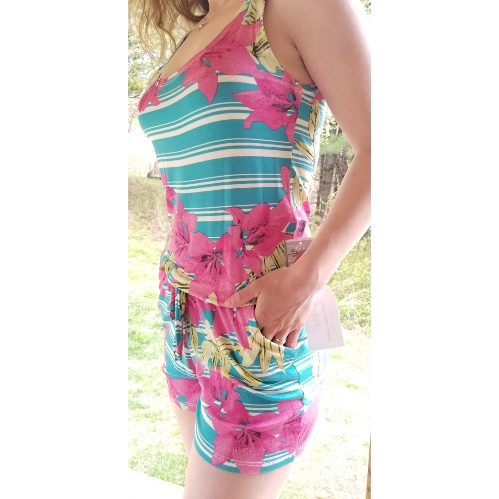 Idealle Short Romper, Pink Multicolored,  L NWT - Picture 9 of 12